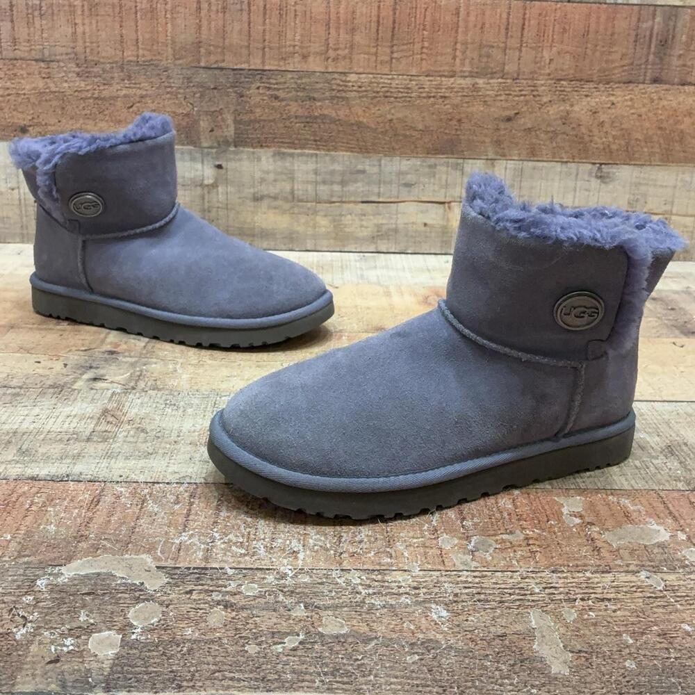UGG 1127352 Boots Womens Size 8 39 Gray Suede Shearling Ankle Pull On Winter
